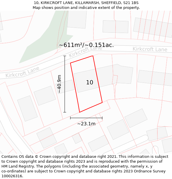 10, KIRKCROFT LANE, KILLAMARSH, SHEFFIELD, S21 1BS: Plot and title map