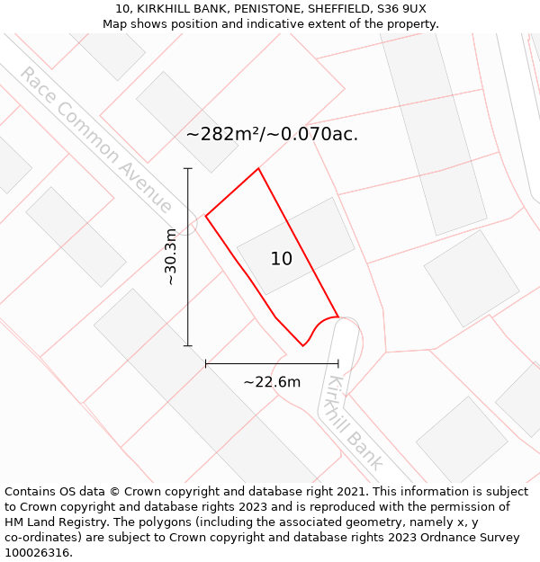 10, KIRKHILL BANK, PENISTONE, SHEFFIELD, S36 9UX: Plot and title map