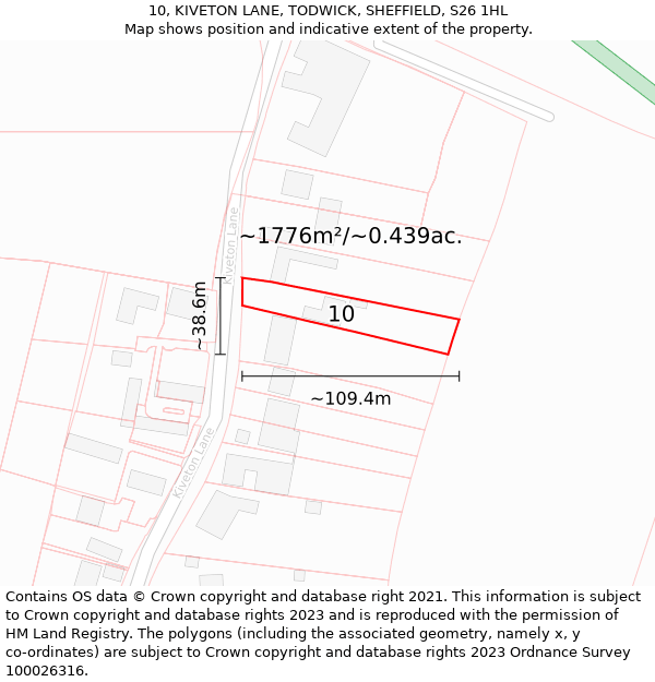 10, KIVETON LANE, TODWICK, SHEFFIELD, S26 1HL: Plot and title map