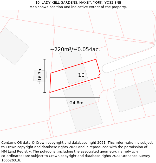 10, LADY KELL GARDENS, HAXBY, YORK, YO32 3NB: Plot and title map