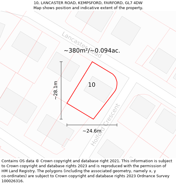 10, LANCASTER ROAD, KEMPSFORD, FAIRFORD, GL7 4DW: Plot and title map