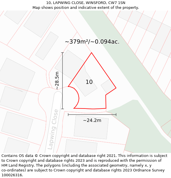 10, LAPWING CLOSE, WINSFORD, CW7 1SN: Plot and title map