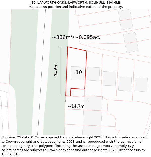 10, LAPWORTH OAKS, LAPWORTH, SOLIHULL, B94 6LE: Plot and title map