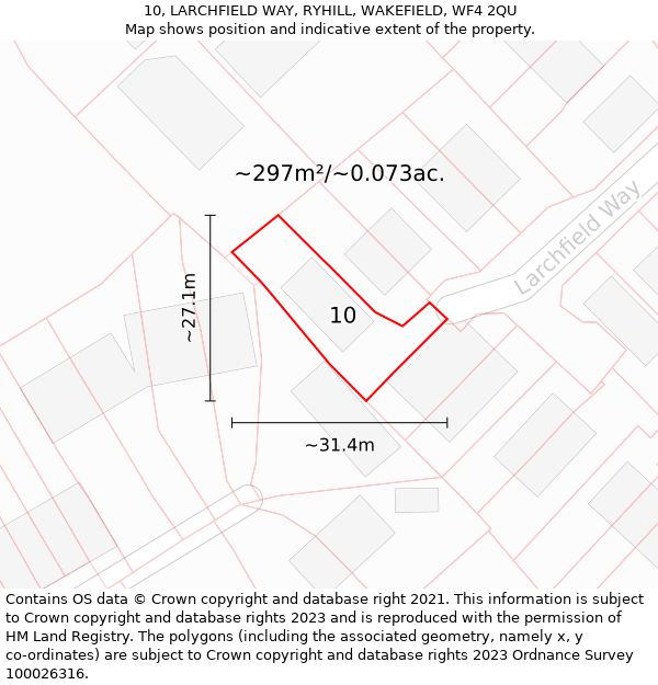 10, LARCHFIELD WAY, RYHILL, WAKEFIELD, WF4 2QU: Plot and title map