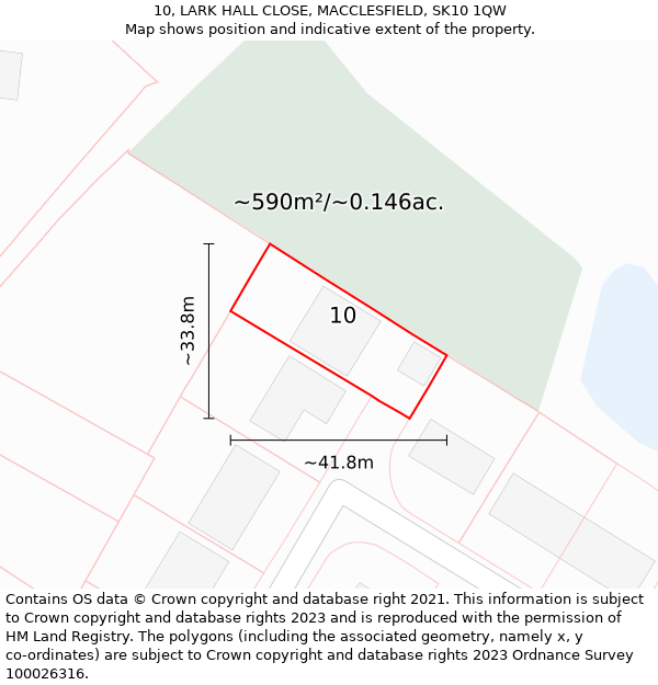 10, LARK HALL CLOSE, MACCLESFIELD, SK10 1QW: Plot and title map