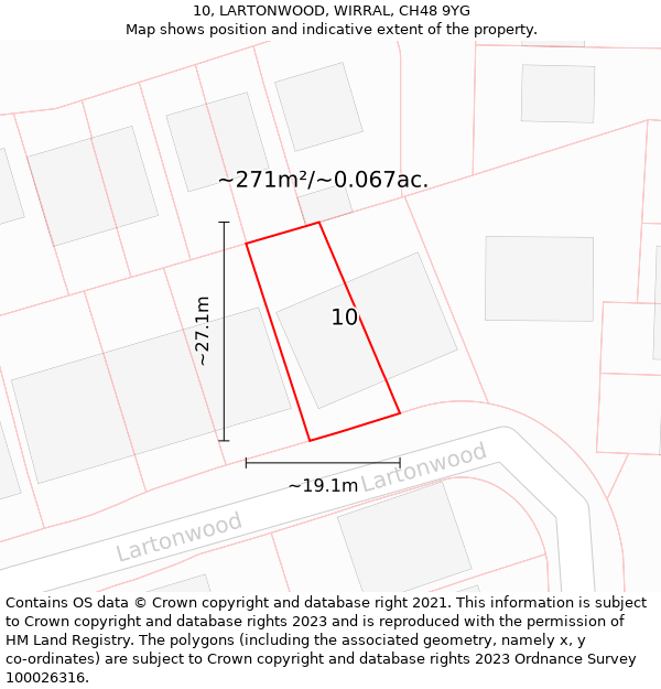 10, LARTONWOOD, WIRRAL, CH48 9YG: Plot and title map