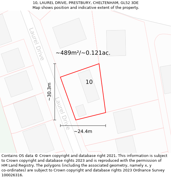 10, LAUREL DRIVE, PRESTBURY, CHELTENHAM, GL52 3DE: Plot and title map