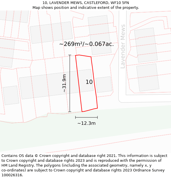 10, LAVENDER MEWS, CASTLEFORD, WF10 5FN: Plot and title map