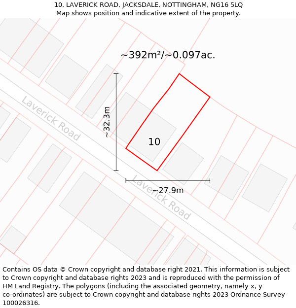 10, LAVERICK ROAD, JACKSDALE, NOTTINGHAM, NG16 5LQ: Plot and title map