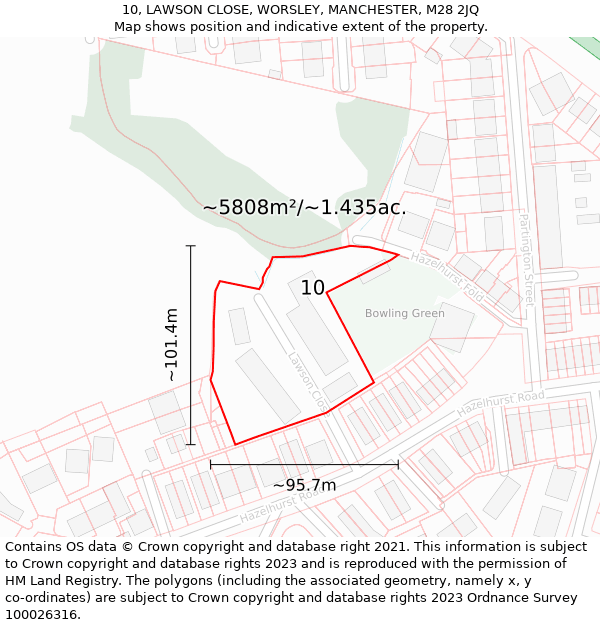 10, LAWSON CLOSE, WORSLEY, MANCHESTER, M28 2JQ: Plot and title map