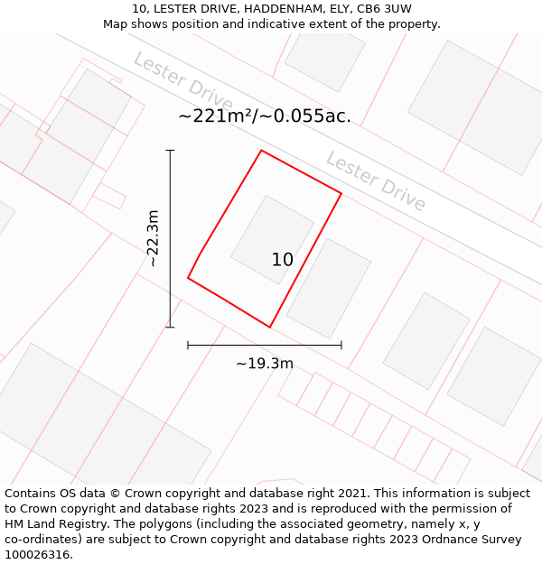 10, LESTER DRIVE, HADDENHAM, ELY, CB6 3UW: Plot and title map