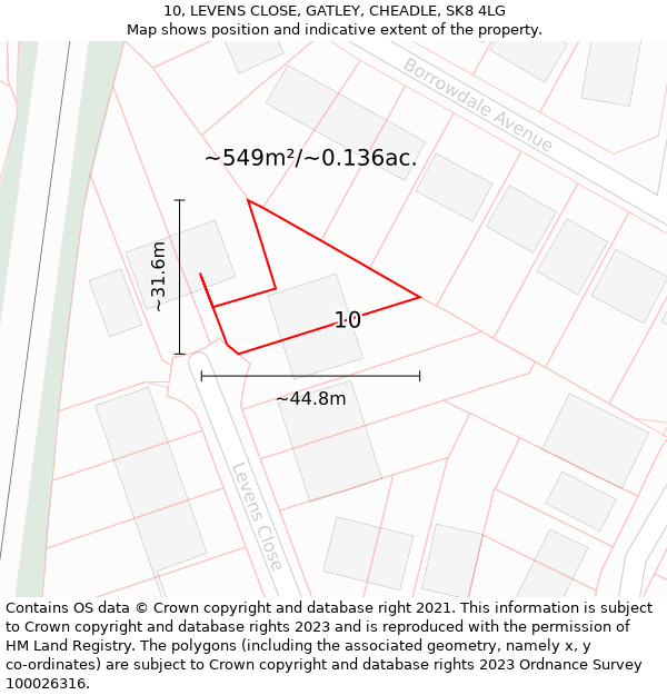 10, LEVENS CLOSE, GATLEY, CHEADLE, SK8 4LG: Plot and title map