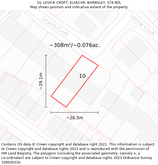 10, LEVICK CROFT, ELSECAR, BARNSLEY, S74 8DL: Plot and title map