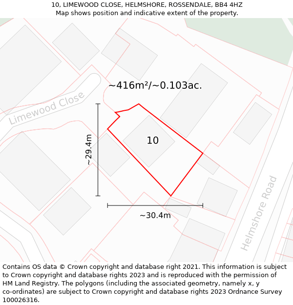 10, LIMEWOOD CLOSE, HELMSHORE, ROSSENDALE, BB4 4HZ: Plot and title map