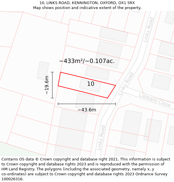 10, LINKS ROAD, KENNINGTON, OXFORD, OX1 5RX: Plot and title map