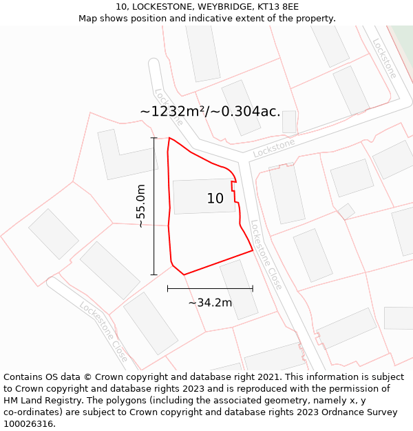 10, LOCKESTONE, WEYBRIDGE, KT13 8EE: Plot and title map