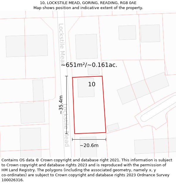 10, LOCKSTILE MEAD, GORING, READING, RG8 0AE: Plot and title map