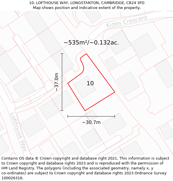 10, LOFTHOUSE WAY, LONGSTANTON, CAMBRIDGE, CB24 3FD: Plot and title map