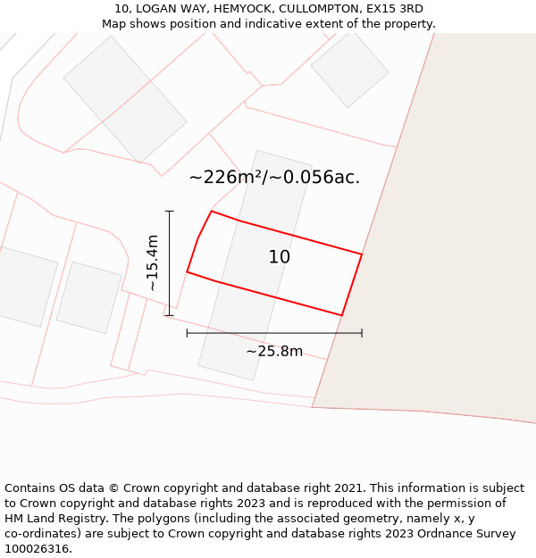 10, LOGAN WAY, HEMYOCK, CULLOMPTON, EX15 3RD: Plot and title map