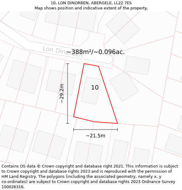 10, LON DINORBEN, ABERGELE, LL22 7ES: Plot and title map