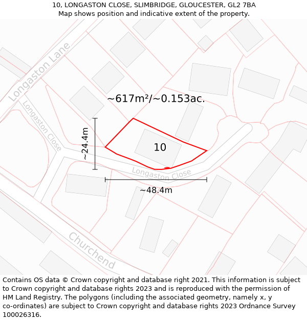 10, LONGASTON CLOSE, SLIMBRIDGE, GLOUCESTER, GL2 7BA: Plot and title map