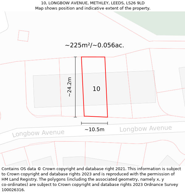 10, LONGBOW AVENUE, METHLEY, LEEDS, LS26 9LD: Plot and title map