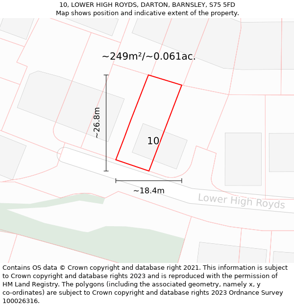 10, LOWER HIGH ROYDS, DARTON, BARNSLEY, S75 5FD: Plot and title map