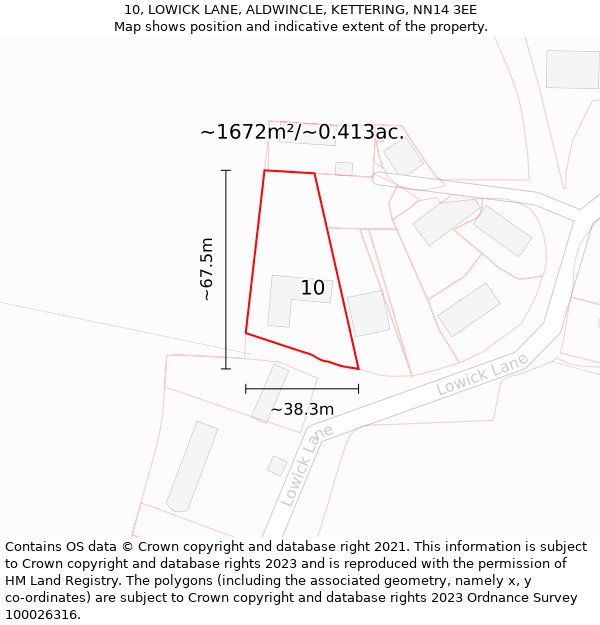 10, LOWICK LANE, ALDWINCLE, KETTERING, NN14 3EE: Plot and title map