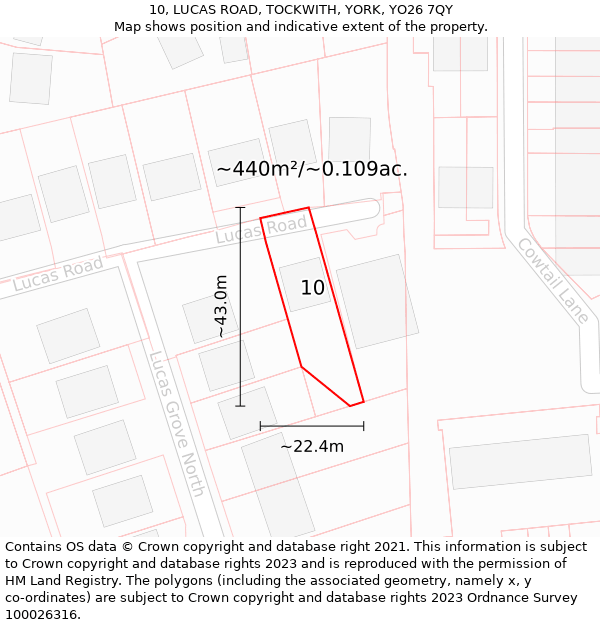 10, LUCAS ROAD, TOCKWITH, YORK, YO26 7QY: Plot and title map