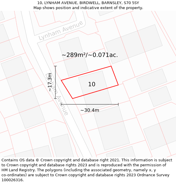 10, LYNHAM AVENUE, BIRDWELL, BARNSLEY, S70 5SY: Plot and title map