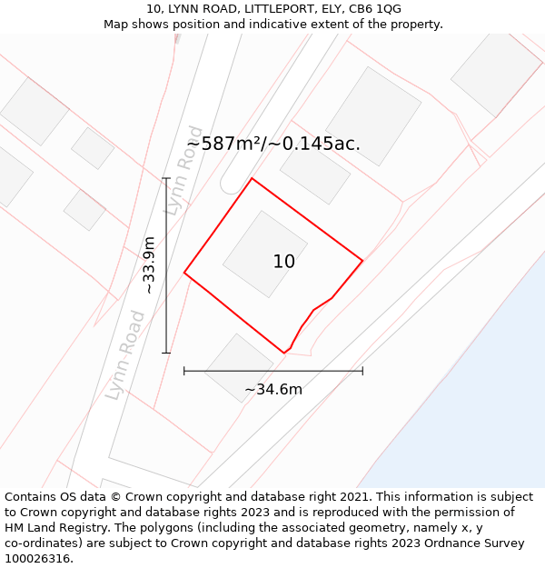 10, LYNN ROAD, LITTLEPORT, ELY, CB6 1QG: Plot and title map