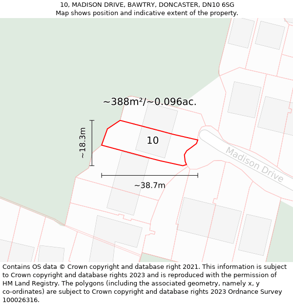 10, MADISON DRIVE, BAWTRY, DONCASTER, DN10 6SG: Plot and title map