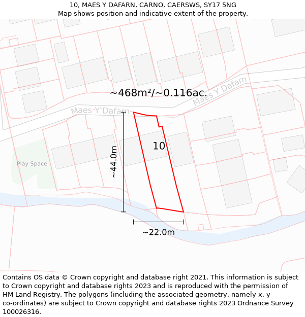 10, MAES Y DAFARN, CARNO, CAERSWS, SY17 5NG: Plot and title map