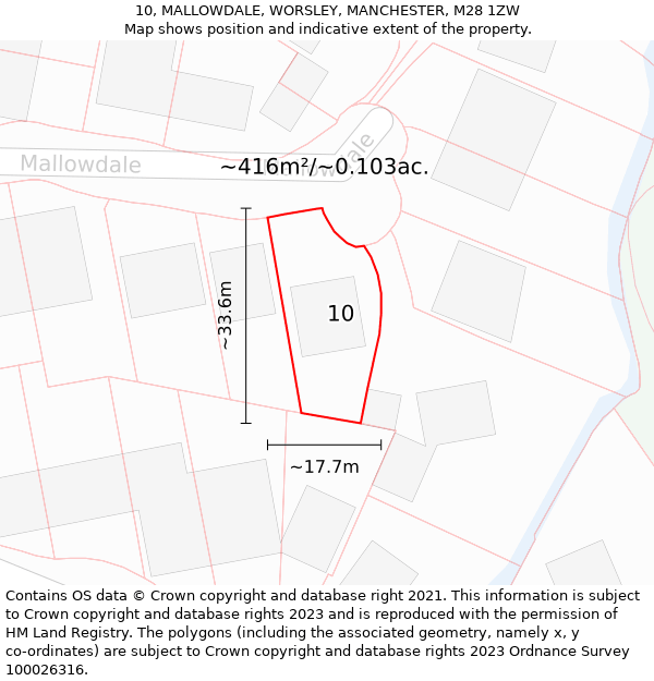 10, MALLOWDALE, WORSLEY, MANCHESTER, M28 1ZW: Plot and title map