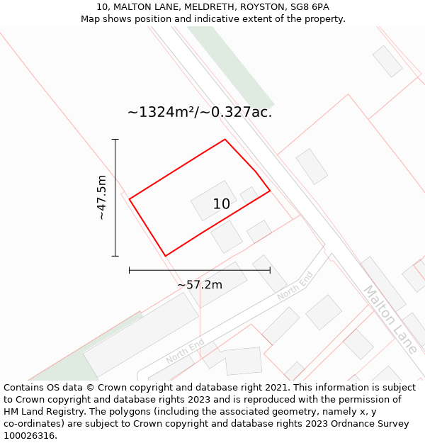 10, MALTON LANE, MELDRETH, ROYSTON, SG8 6PA: Plot and title map