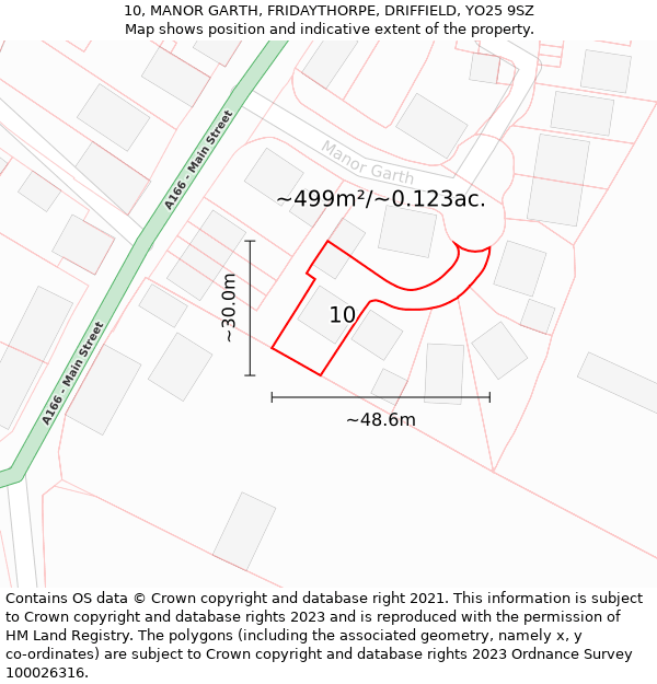 10, MANOR GARTH, FRIDAYTHORPE, DRIFFIELD, YO25 9SZ: Plot and title map