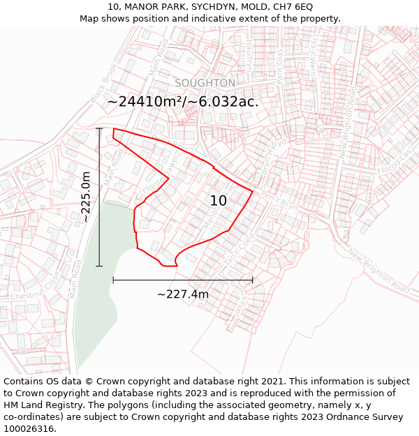 10, MANOR PARK, SYCHDYN, MOLD, CH7 6EQ: Plot and title map