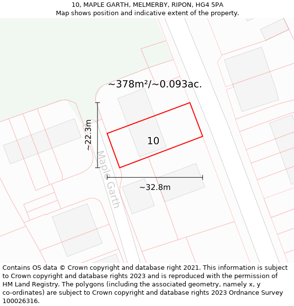 10, MAPLE GARTH, MELMERBY, RIPON, HG4 5PA: Plot and title map