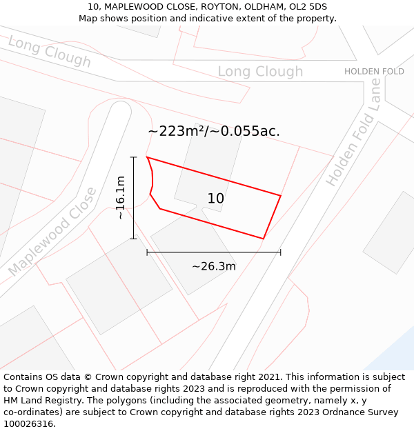 10, MAPLEWOOD CLOSE, ROYTON, OLDHAM, OL2 5DS: Plot and title map