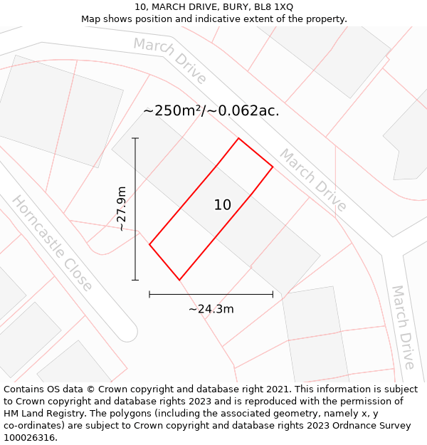 10, MARCH DRIVE, BURY, BL8 1XQ: Plot and title map