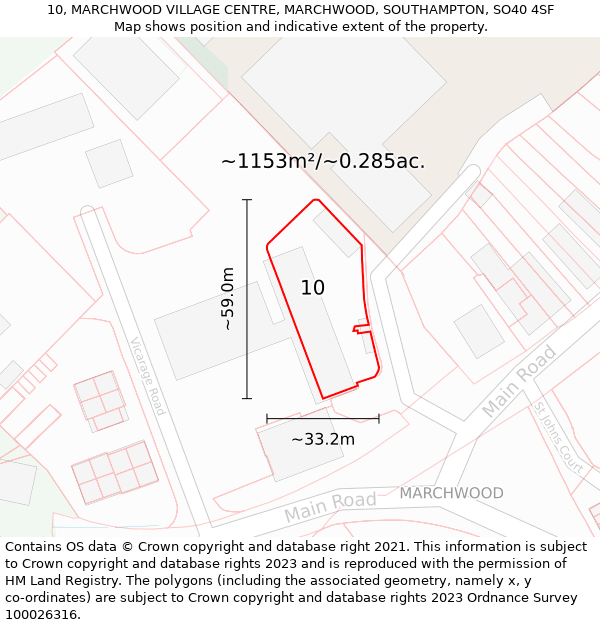 10, MARCHWOOD VILLAGE CENTRE, MARCHWOOD, SOUTHAMPTON, SO40 4SF: Plot and title map
