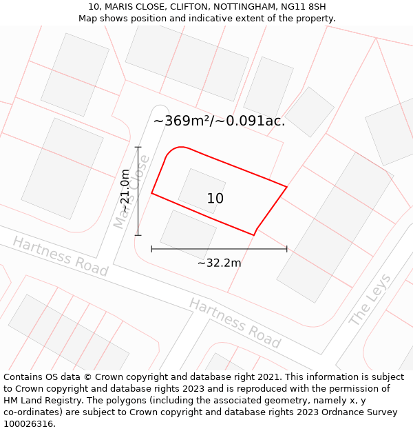 10, MARIS CLOSE, CLIFTON, NOTTINGHAM, NG11 8SH: Plot and title map