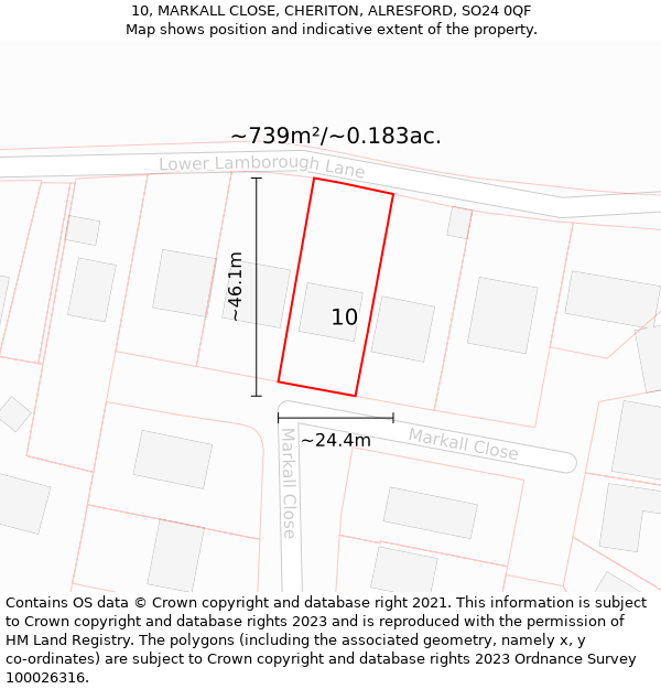 10, MARKALL CLOSE, CHERITON, ALRESFORD, SO24 0QF: Plot and title map