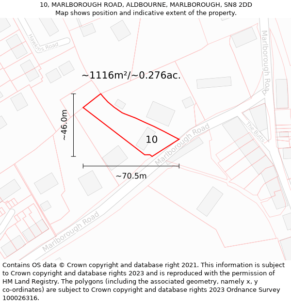 10, MARLBOROUGH ROAD, ALDBOURNE, MARLBOROUGH, SN8 2DD: Plot and title map