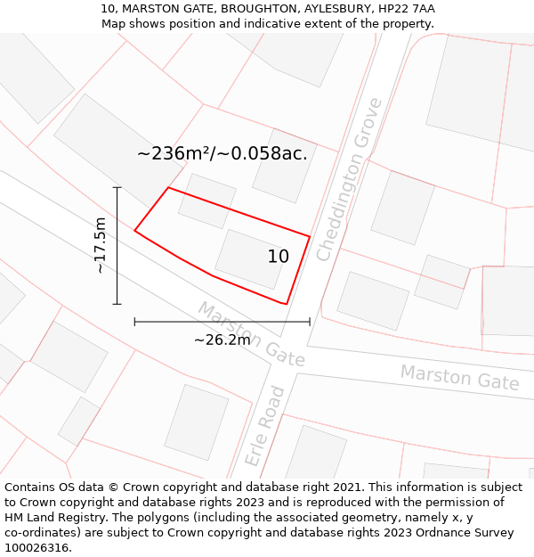 10, MARSTON GATE, BROUGHTON, AYLESBURY, HP22 7AA: Plot and title map