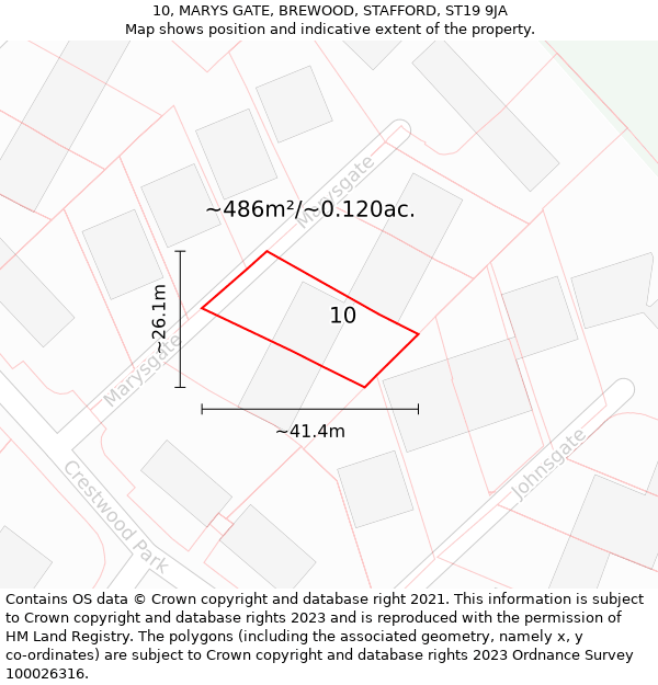 10, MARYS GATE, BREWOOD, STAFFORD, ST19 9JA: Plot and title map