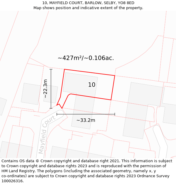 10, MAYFIELD COURT, BARLOW, SELBY, YO8 8ED: Plot and title map