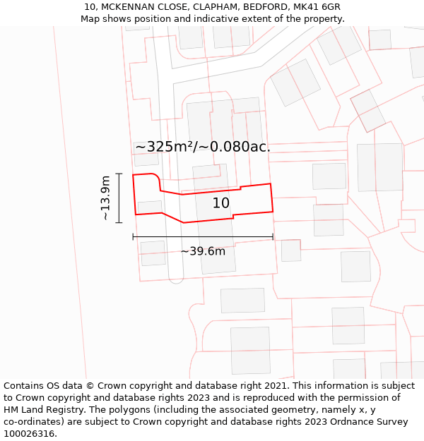 10, MCKENNAN CLOSE, CLAPHAM, BEDFORD, MK41 6GR: Plot and title map