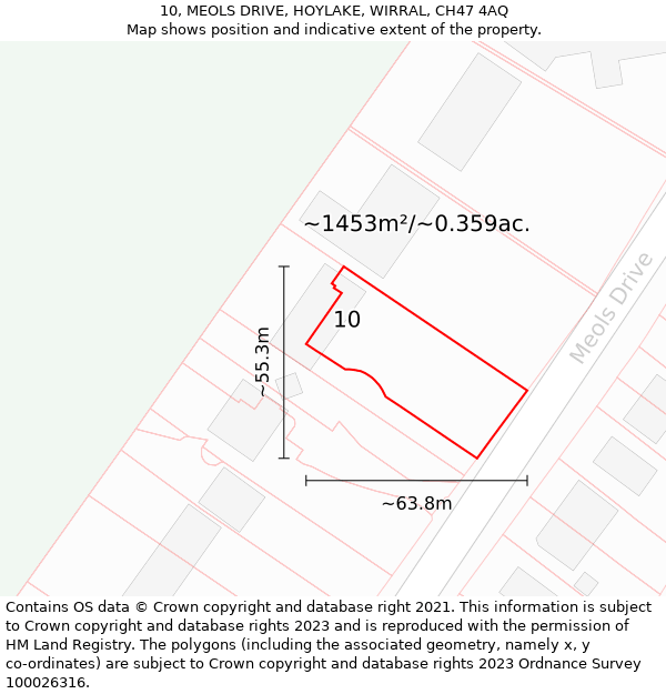 10, MEOLS DRIVE, HOYLAKE, WIRRAL, CH47 4AQ: Plot and title map