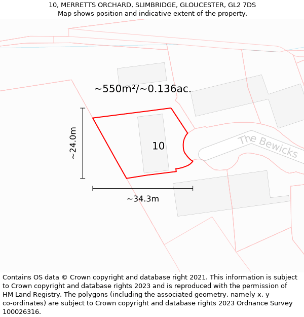 10, MERRETTS ORCHARD, SLIMBRIDGE, GLOUCESTER, GL2 7DS: Plot and title map